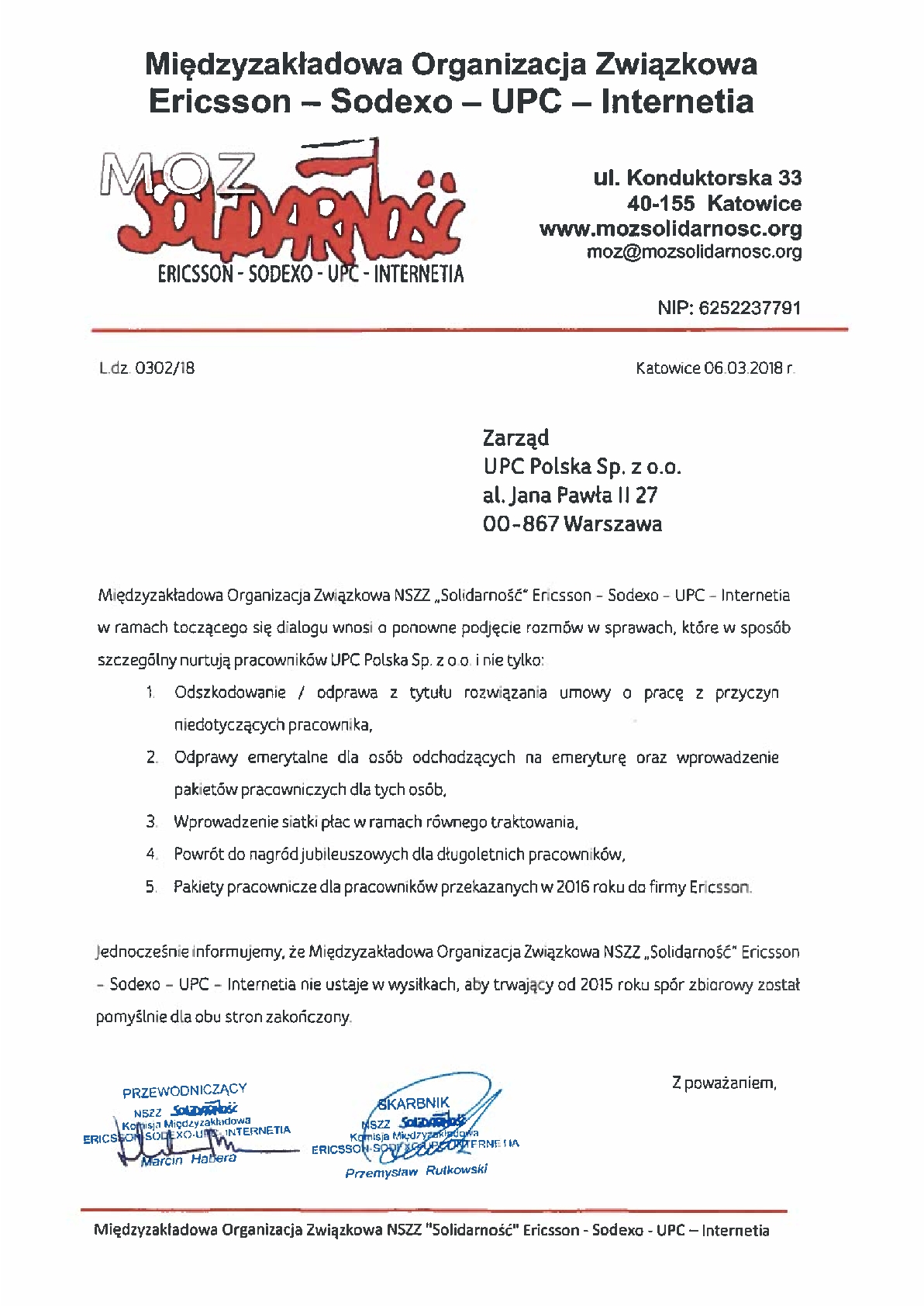 Do pracowników w UPC Polska.